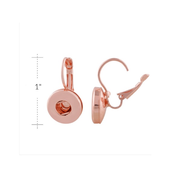 Snap Charm Rose Gold Plated Huggies Earrings for Mini Petite 12mm Snaps - Picture 3 of 3